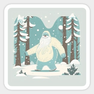 Snowy Yeti on a Happy Stroll Sticker